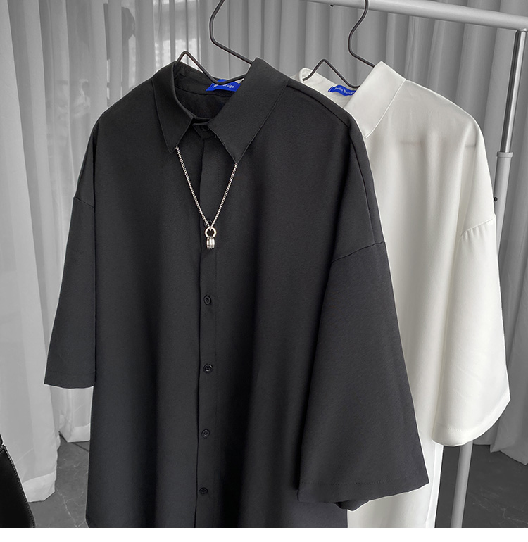 Áo sơ mi tay ngắn dáng rộng màu trơn phong cách hàn quốc thời trang trẻ form rộng sơ mi cổ vest unisex tay lỡ, chất vải lụa mịn chống nhăn