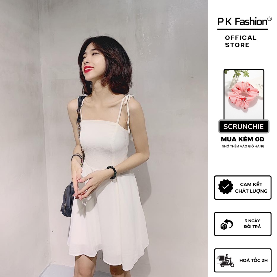 Đầm/Váy 2 Dây Thắt Nơ Vai - Chun Lưng