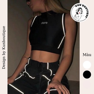 (Sẵn - có hình feedback) Áo ba lỗ croptop body slim fit sọc phản quang độc đáo sành điệu (Ms A12)