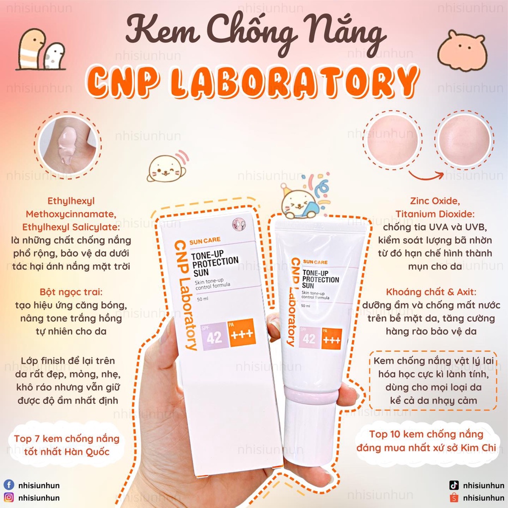 Kem chống nắng CNP Laboratory Tone - up Protection Sun SPF 42/PA +++N