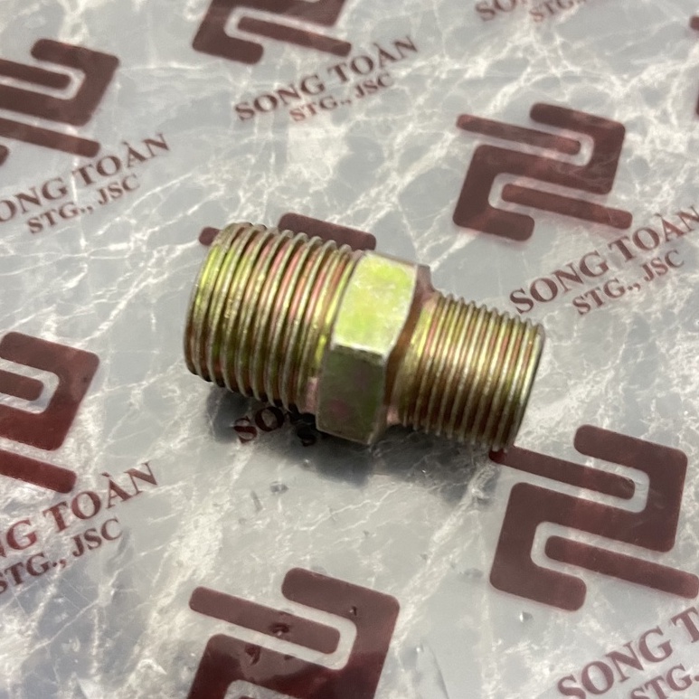[KÉP 1/2 x 3/8] Hai đầu ren ngoài bằng Sắt mạ bước ren BSP hệ G (male hexagon nipple) Man cút nối ren