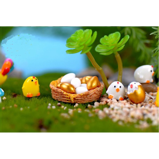 Mô hình chuồng gà, ổ gà lót rơm hay thảm cỏ trang trí tiểu cảnh, móc chìa khóa, DIY