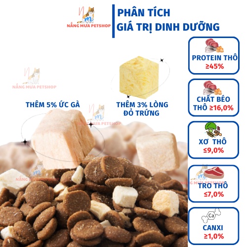 Hạt cho mèo Mix Ức gà + Lòng đỏ trứng + Hạt khô (Petotem), thức ăn cho mèo, hạt mèo