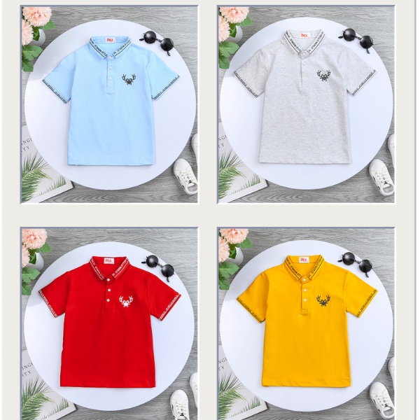 Áo Polo bé trai  -Pika kids- Áo có cổ  bé trai chất liệu cotton in hình dễ thương - Quần áo trẻ em từ 10-18kg