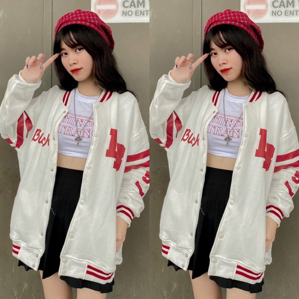 Áo khoác bomber nữ IB chất nỉ bông mền mịn, Áo khoác bóng chày Ulzzang thu đông Hàn Quốc SENAVA AK02