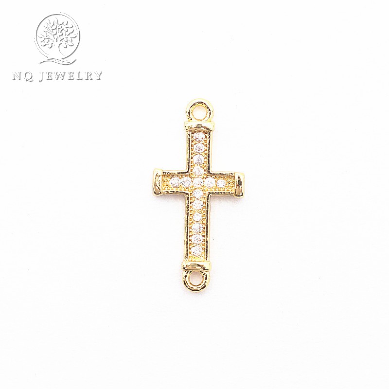 Charm hợp kim đính đá thánh giá xỏ 2 đầu - NQ Jewelry