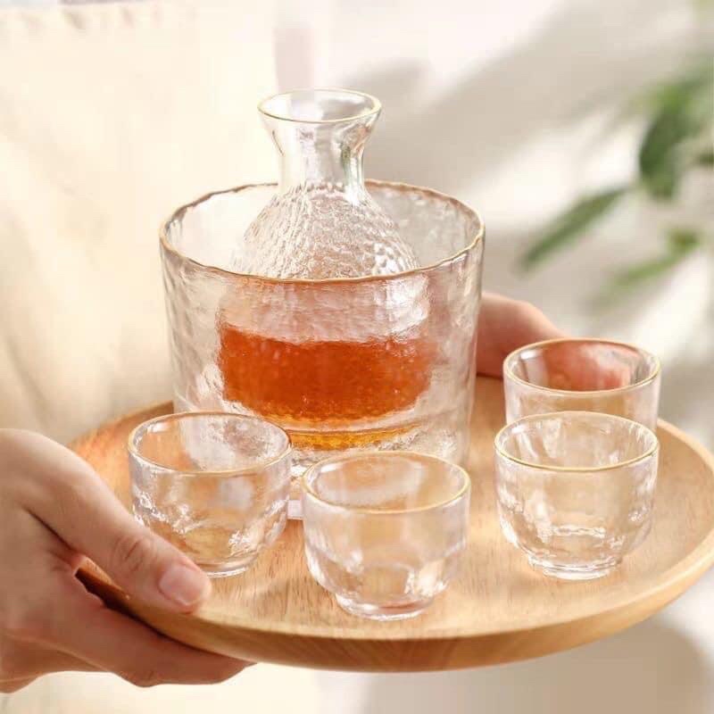 Set bình + hũ đựng đá + 6 ly rượu