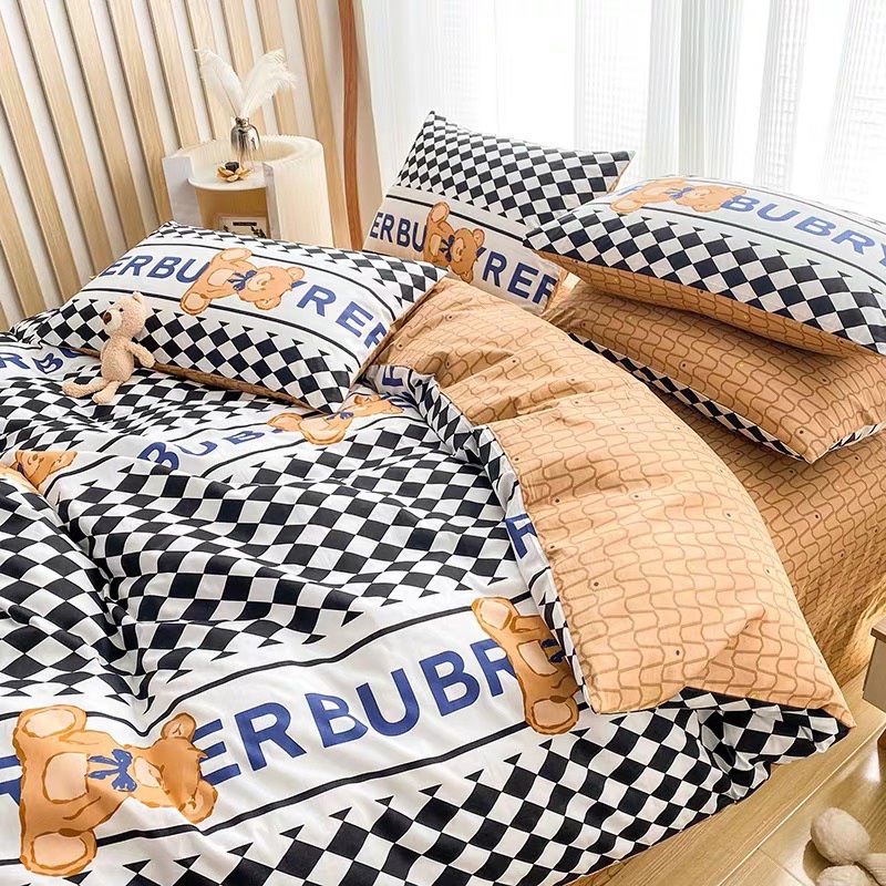 Bộ chăn ga Cotton Living Nhập Khẩu 100% cao cấp - Họa tiết kẻ