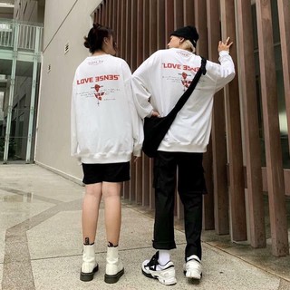 [ÁO ĐÔI] Áo thun sweater hoa hồng Sense Love dài tay (Sỉ từ 5sp bất kỳ)