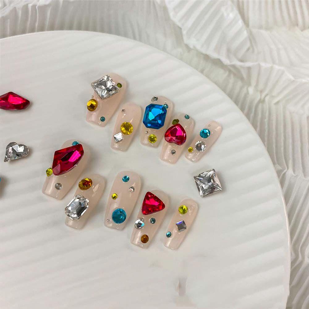 QQMALL Bộ Phụ Kiện Đá Đính Trang Trí Móng 3D DIY Thời Trang