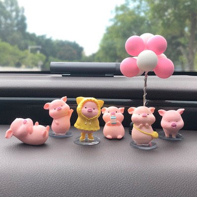 Trang trí taplo - Sét 6 chú heo mini màu hồng dễ thương đặt bàn làm việc và góc học tập