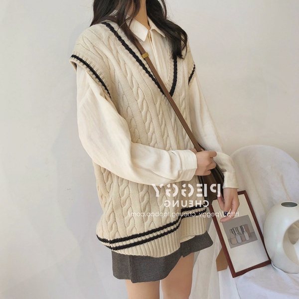 Áo Sweater Không Tay Dáng Rộng Thời Trang Thu Đông Dành Cho Nữ