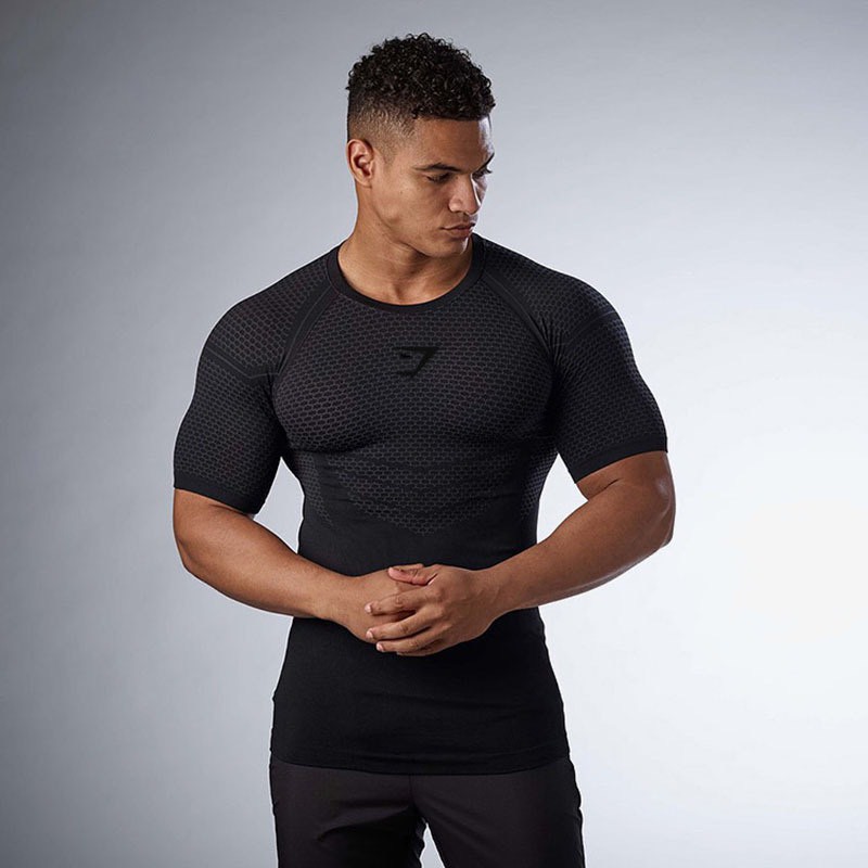 Áo Ngắn Tay Tập Gym Nam Gymshark ONYX,Chât Thun Cao Cấp Co Giãn 4 Chiều.Thấm Hút Mồ Hôi Tốt