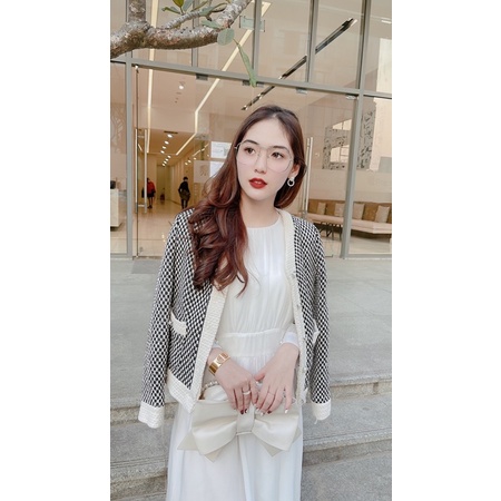 Áo dạ tweed viền trắng thời trang nữ ảnh thật by Mullet