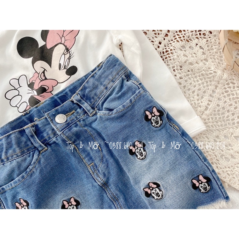 Chân váy bò mickey bé gái dư xịn