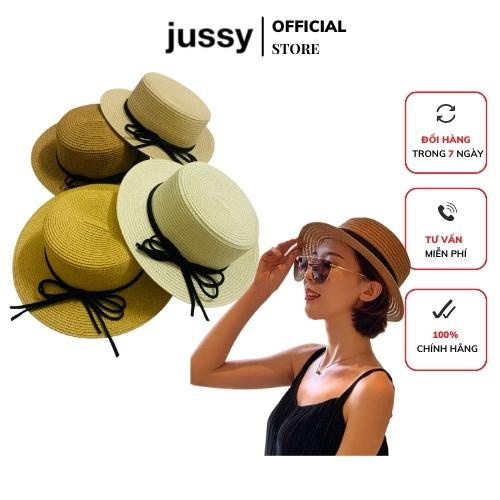 Nón Cói Đi Biển Nơ Mảnh JCB03 Jussy Fashion Kiểu Mũ Cói Boater Rộng Vành Chất Liệu Cói Nhiều Màu Hot Trend