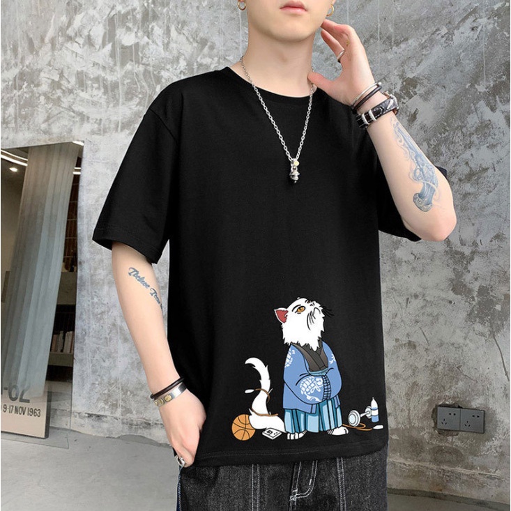 Áo thun nam nữ unisex tay lỡ Mèo Pháp sư, áo phông tay lỡ unisex form rộng oversize streetwear