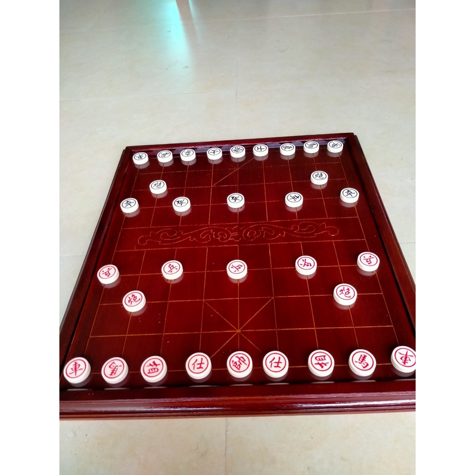 Bàn cờ tướng gỗ sồi đẹp giá rẻ hoa dây có kèm quân đủ kích cỡ