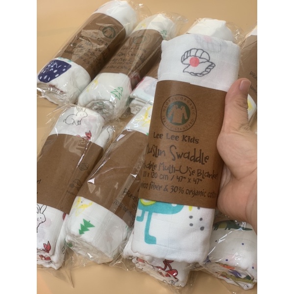 (Hàng đẹp) Khăn tắm bé, khăn quấn sợi tre Muslin Swaddle cotton 100% Organic siêu mềm mịn, thấm hút cho bé kt 120*120