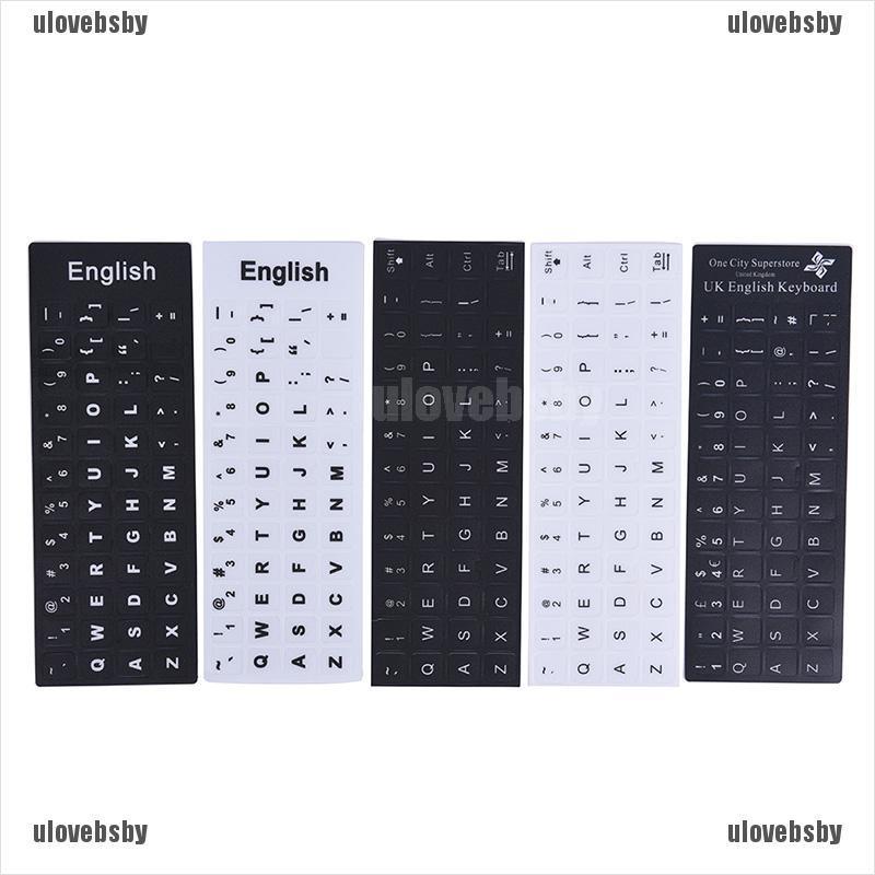 【ulovebsby】English Keyboard Replacement Stickers White on Black Any PC Compute