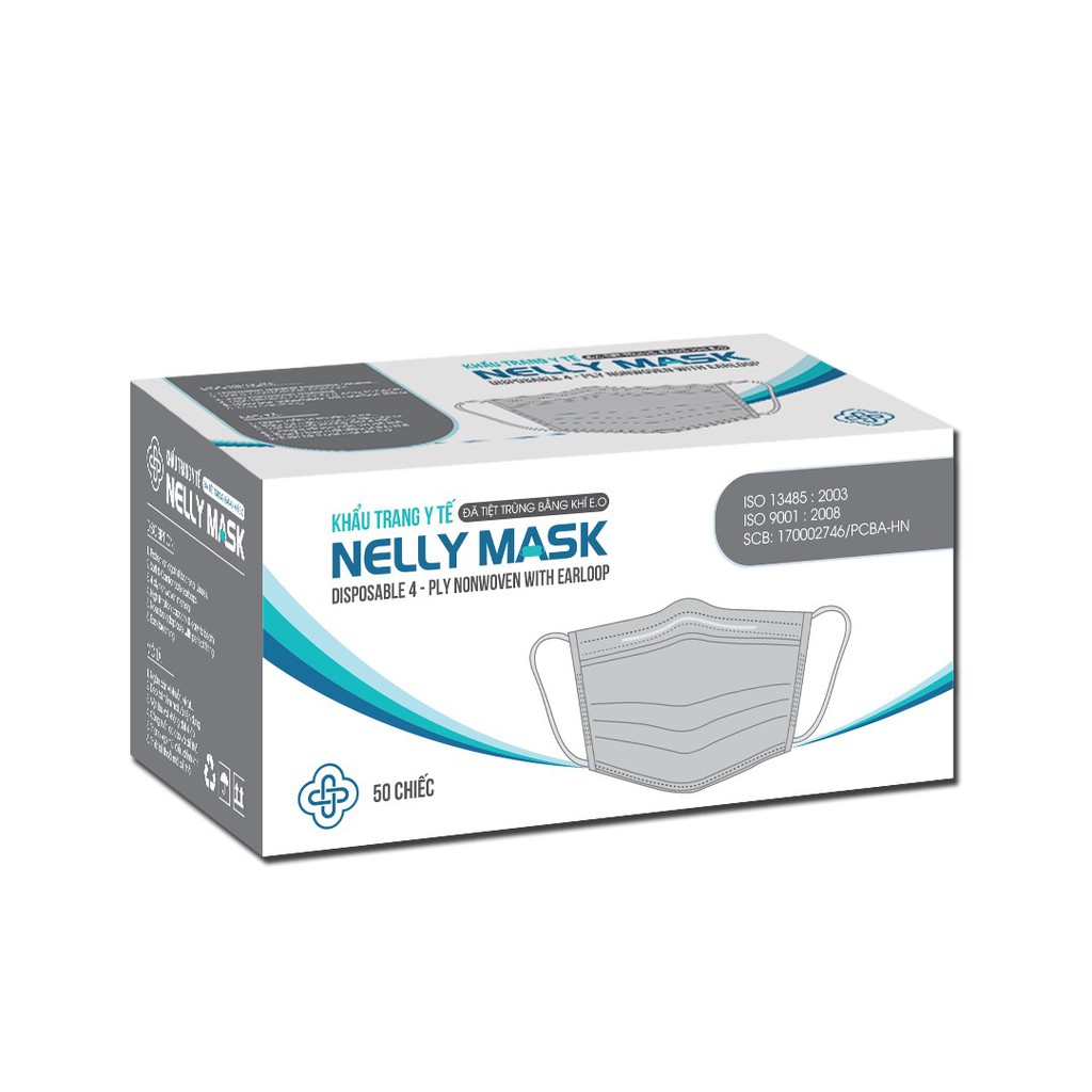 Khẩu Trang Y Tế Tiệt Trùng 4 Lớp NELLY MASK – Tiệt Trùng Bằng Khí E.O - Lọc k.huẩn, bụi và mùi hơn 99%