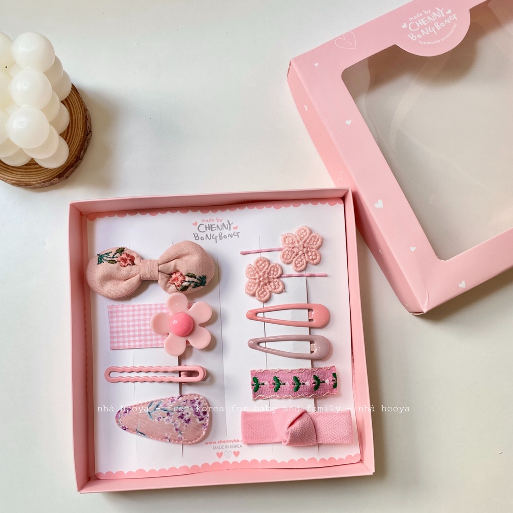 SET KẸP TÓC CHENNY BONGBONG CHO BÉ GÁI MADE IN KOREA