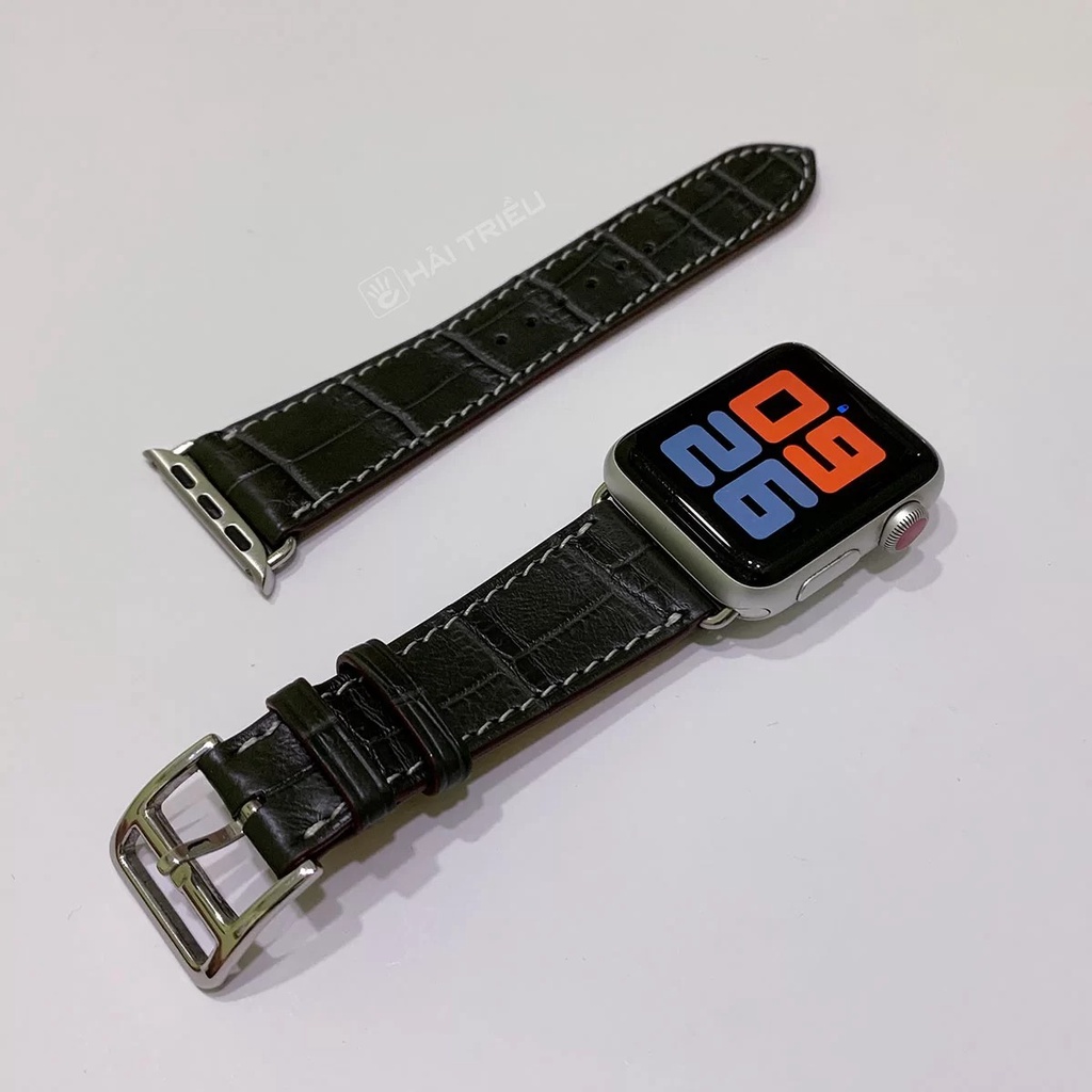 Dây da thay thể cho đồng hồ Apple Watch da Cá Sấu cao cấp chính hãng Masamu Line