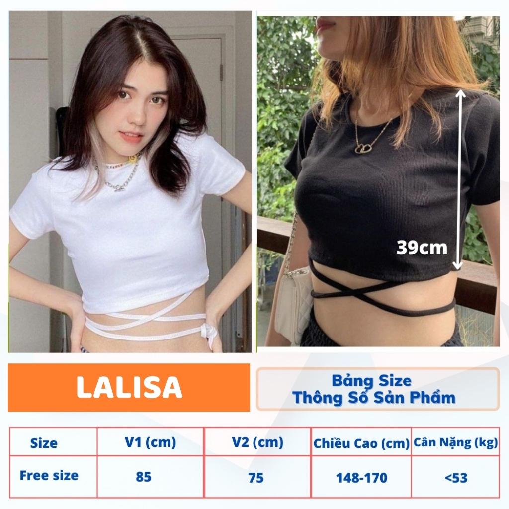 Áo Thun Croptop Kiểu Nữ Sexy LALISA Áo Crt Ôm Sát Body Dây Đan Chéo Bụng Thiết Kế Năng Động Chất Ngầu Hàn Quốc AO039