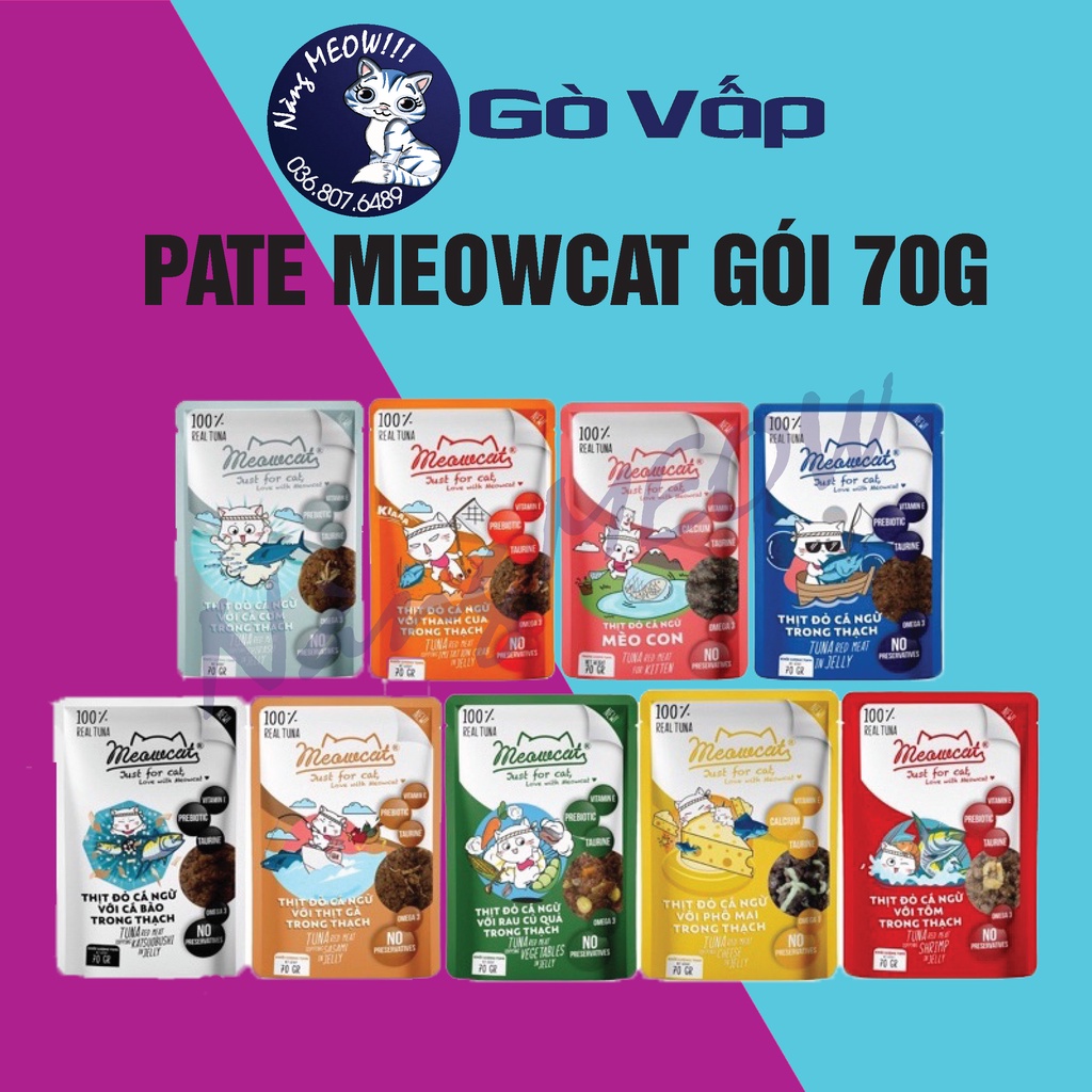 Pate MEOWCAT gói 70g, Thức ăn ướt, Pate dinh dưỡng cho mèo