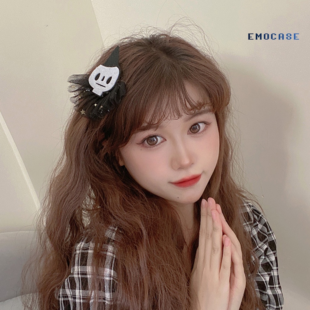 Ny-h Kẹp Tóc Trang Trí Hình Bí Ngô Hoạt Hình Bắt Mắt Phối Lưới Có Thể Tái Sử Dụng Trang Trí Lễ Hội Halloween