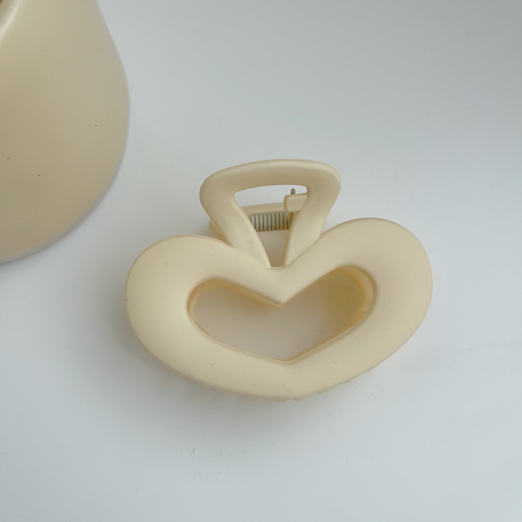 Kẹp Tóc Nhựa Hình Trái Tim / Nơ Màu Trắng Thời Trang Hàn Quốc Cho Nữ