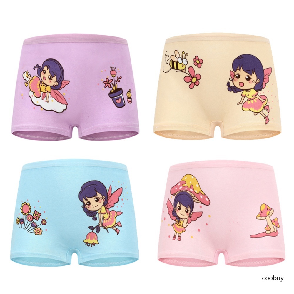 Quần lót boxer vải cotton in hoạt hình dễ thương dành cho bé gái
