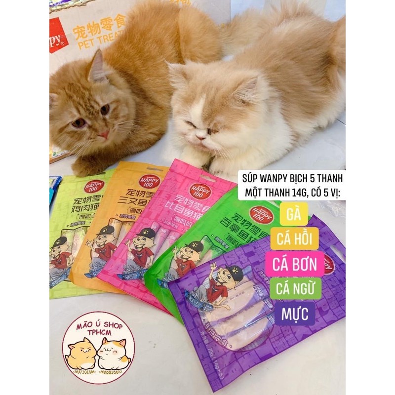 [Mã PET1504 giảm 8% đơn 300K] SÚP THƯỞNG WANPY HAPPY 100 GÓI 5 THANH