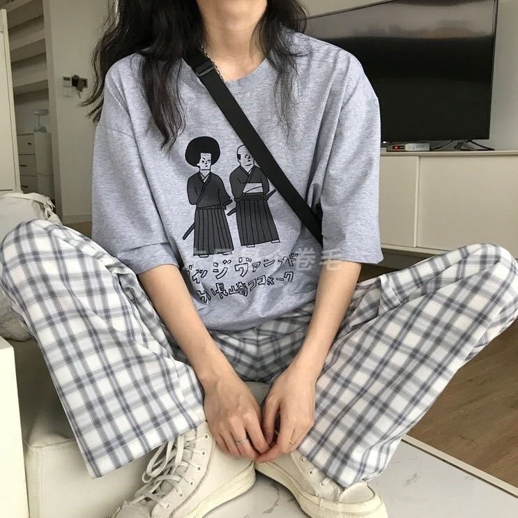 Quần dài ống suông rộng in caro thời trang retro mùa hè Hàn Quốc 2020 | BigBuy360 - bigbuy360.vn