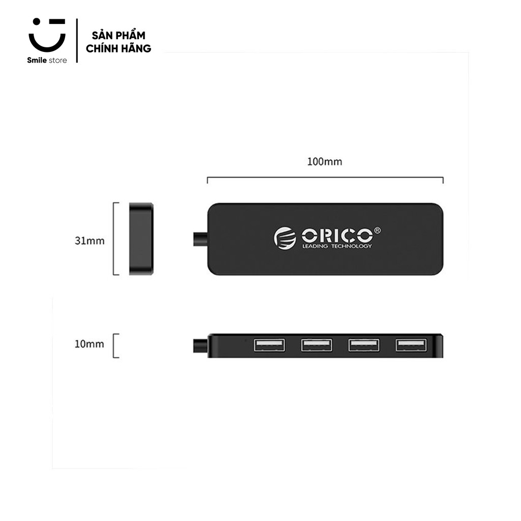 Bộ Chia USB 4 Cổng 2.0 HUB USB ORICO Hỗ Trợ Cho Tất Cả Các Dòng Máy Tính Để Mở Rộng Thêm Cổng USB - Hàng Chính Hãng