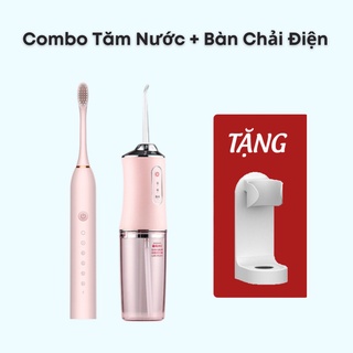 Combo Máy Tăm Nước Và Bàn Chải Điện X3 Tự Động Giúp Vệ Sinh Răng Miệng Loại Bỏ Mảng Bám Và Thức Ăn Thừa Trên Răng