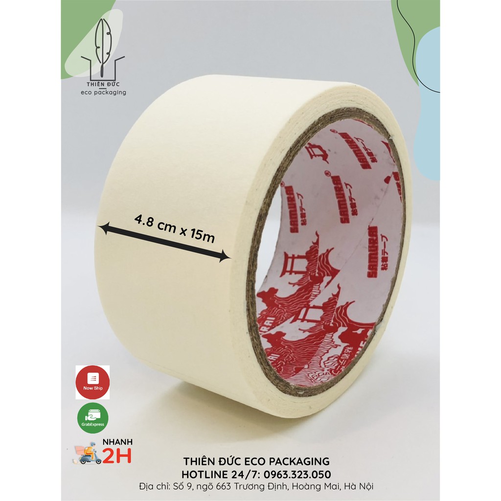BĂNG DÍNH GIẤY chặn màu nước, màu acrylic, sơn KHỔ 2CM & 4.8 CM - 15 MÉT DÀI – CHẤT LƯỢNG CAO, GIÁ NHÀ MÁY