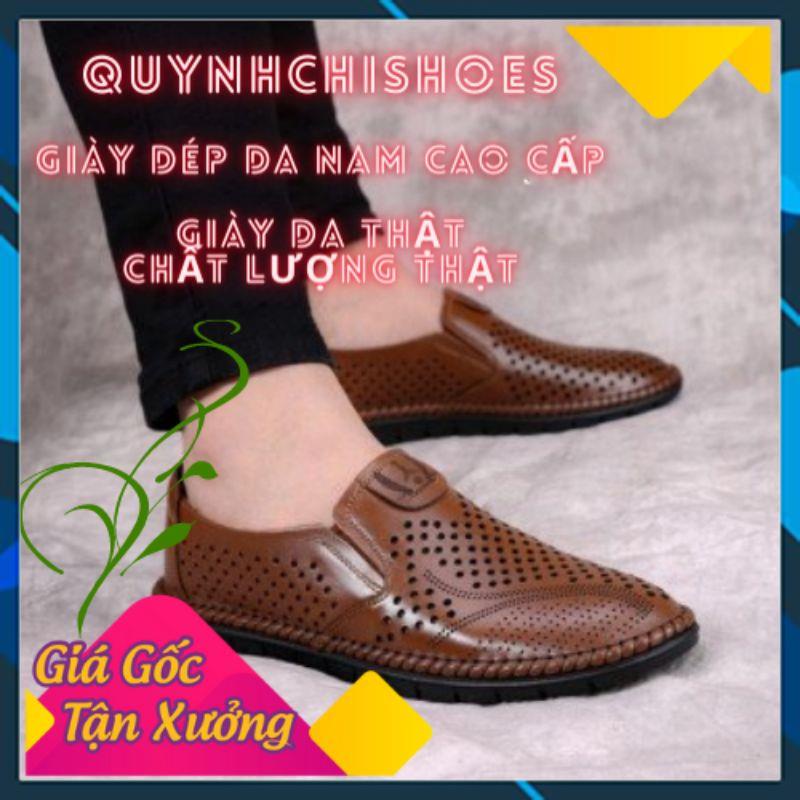 Giày lười , giày rọ nam da bò nguyên miếng đục lỗ thoáng khí, phong cách lịch lãm trẻ trung.