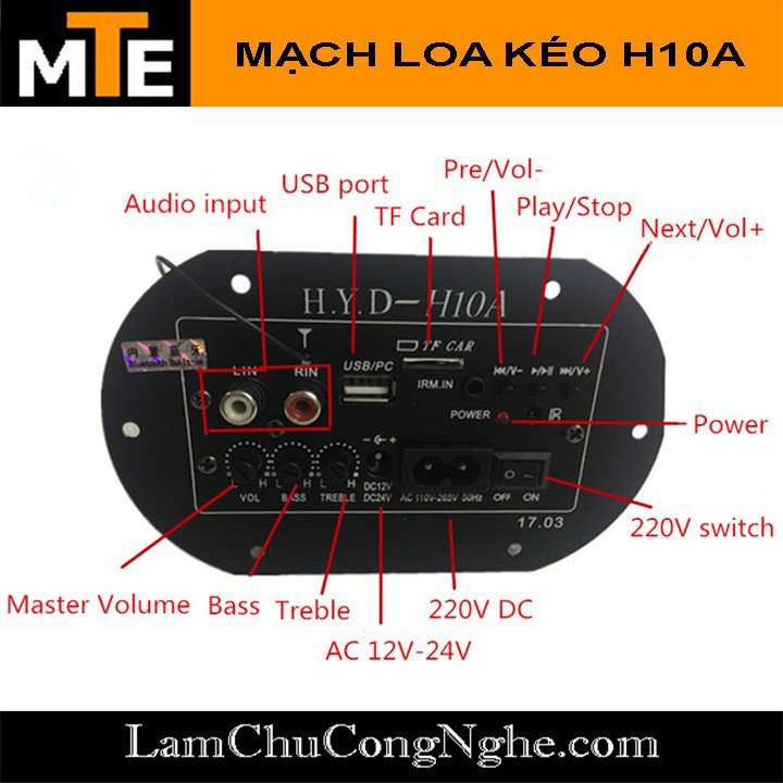 Mới! Mạch công suất có Bluetooth - Điều Khiển Từ Xa H10A 120W sử dụng cho loa kéo, DIY âm thanh ...