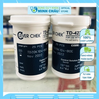 Que thử đường huyết Clever Chek TD 4320 hộp 25 que, que thử đường code 63
