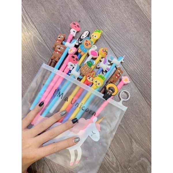 Túi 20 bút bi hoạt hình siêu dễ thương ngòi 0,3mm