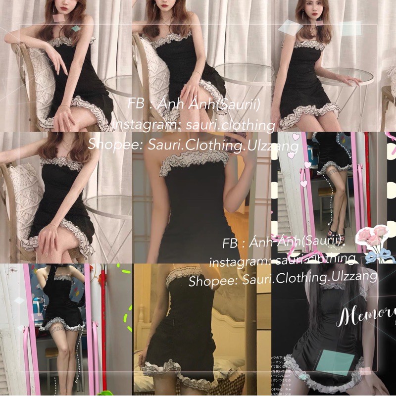 SẴN🖤Đầm ôm body quây bèo nhún sexy quyến rũ|Váy đi tiệc sang chảnh bèo lệch | BigBuy360 - bigbuy360.vn