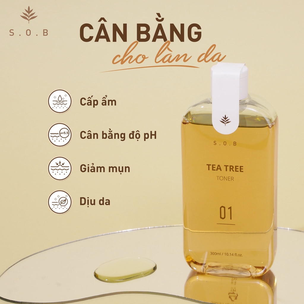 Nước Cân Bằng Ngừa Mụn S.O.B Tea Tree Toner 300ml