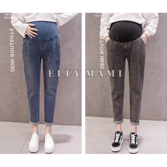 ( 40kg - 85kg ) Quần Bầu , BigSize Sau Sinh Baggy Jean 2 Đường Form Mặc Thoải Mái Suốt Thai Kì &amp; Sau Sinh Thiết Kế