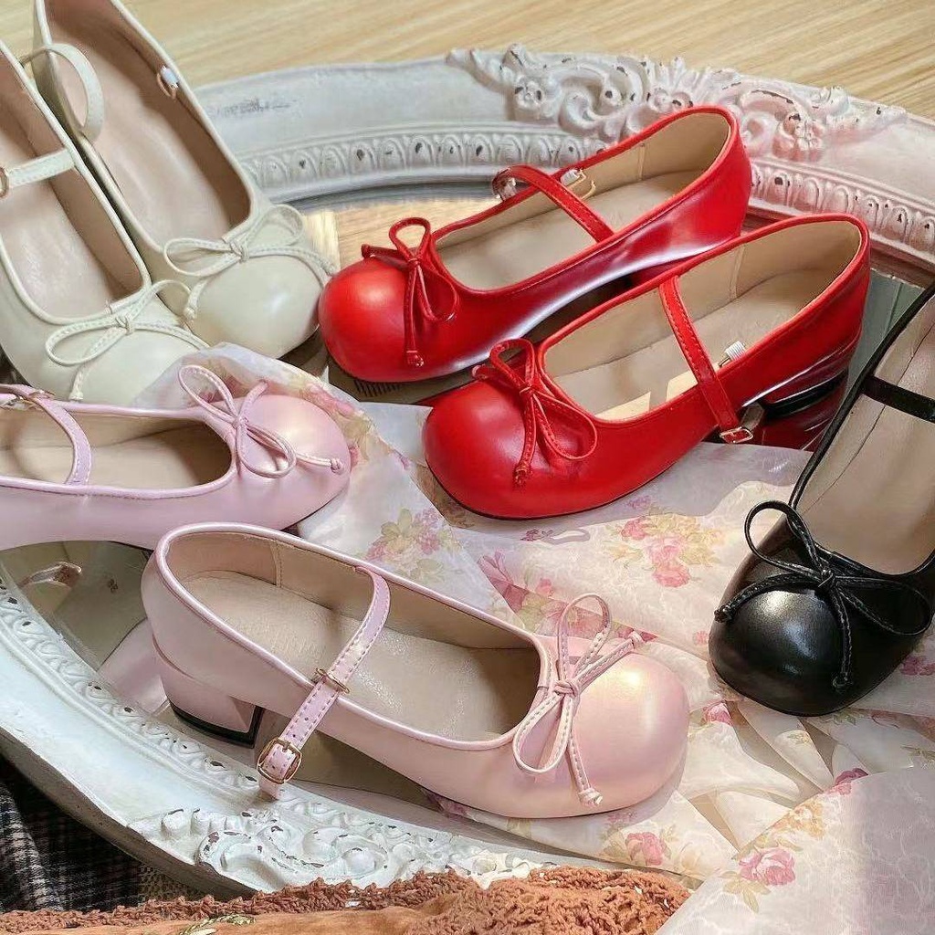 Giầy mary jane Giày Da Mũi Tròn Đế Dày Phong Cách Lolita Hàn Quốc Cho Học Sinh