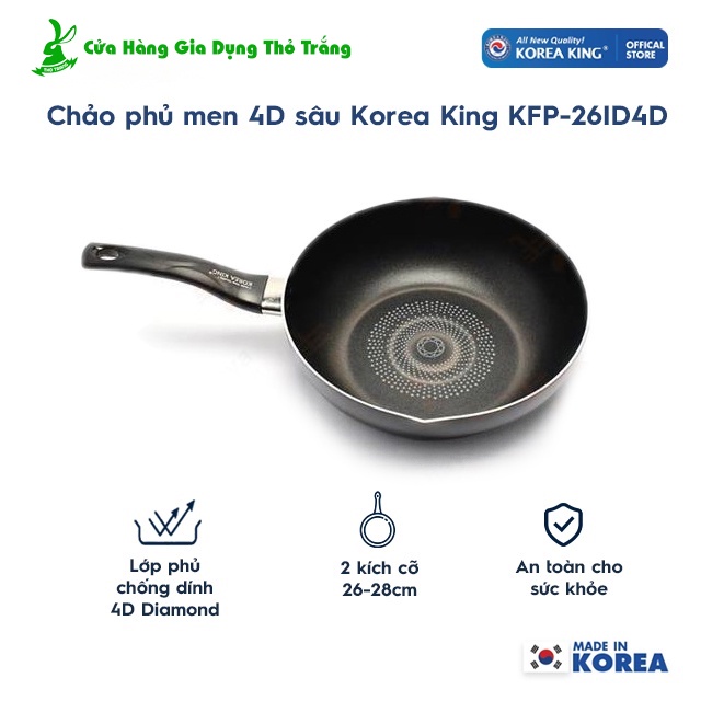 Chảo phủ men 4D sâu Korea King KFP-26ID4D (dùng được bếp từ)