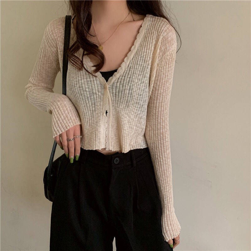 Áo khoác croptop nữ bigsize cardigan croptop áo croptop cổ lọ thời trang mùa hè đan