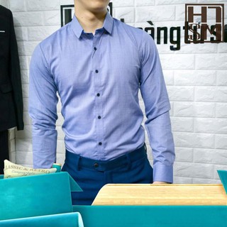 Xách tay ~  Áo sơ mi nam kiểu chấm hạt gấp cổ dài tay (xả kho) ~ lụa cao cấp
