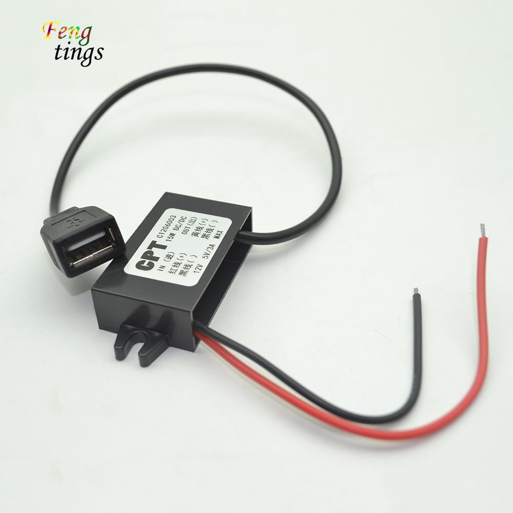 Bộ dây cáp sạc chuyển đổi 12V xuống 5V 3A đa năng tiện dụng dành cho ô tô
