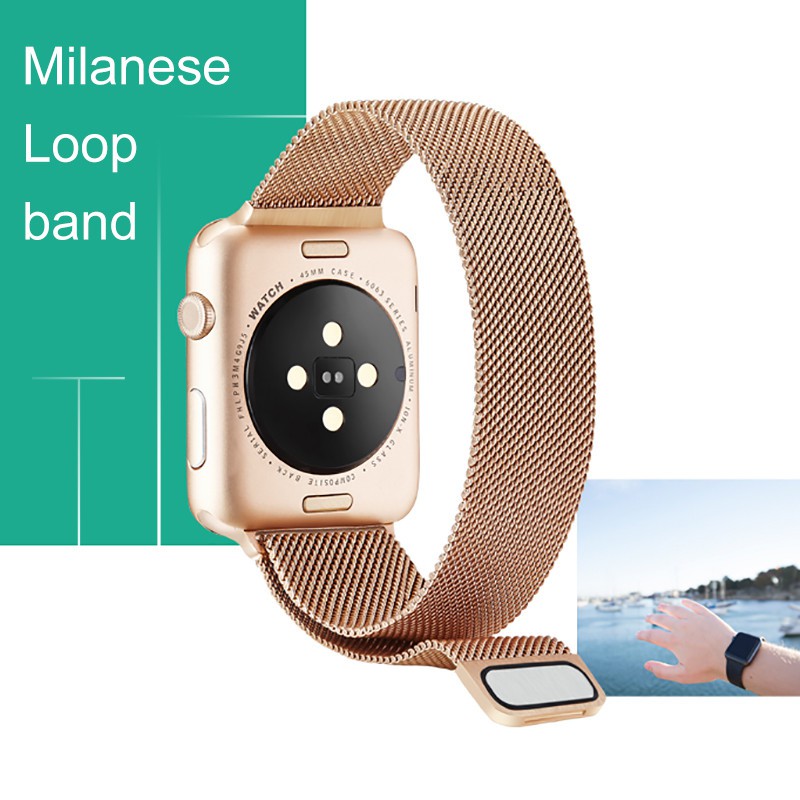 Dây đeo kim loại dạng lưới thay thế cho đồng hồ Apple watch iwatch 1 2 3 4 5 6 SE iwatch5 iwatch4 iwatch6 40mm 44mm 38mm 42mm